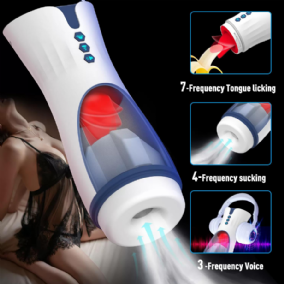 007-2 Suck - İnleme Sesli Emiş Özellikli ve Yumuşak Dil Hareketli Suni Vajina Otomatik Oral Mastürbatör