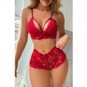 Dantel Şık Sütyen Külot Takım İç giyim Kırmızı - MS2521-Kırmızı